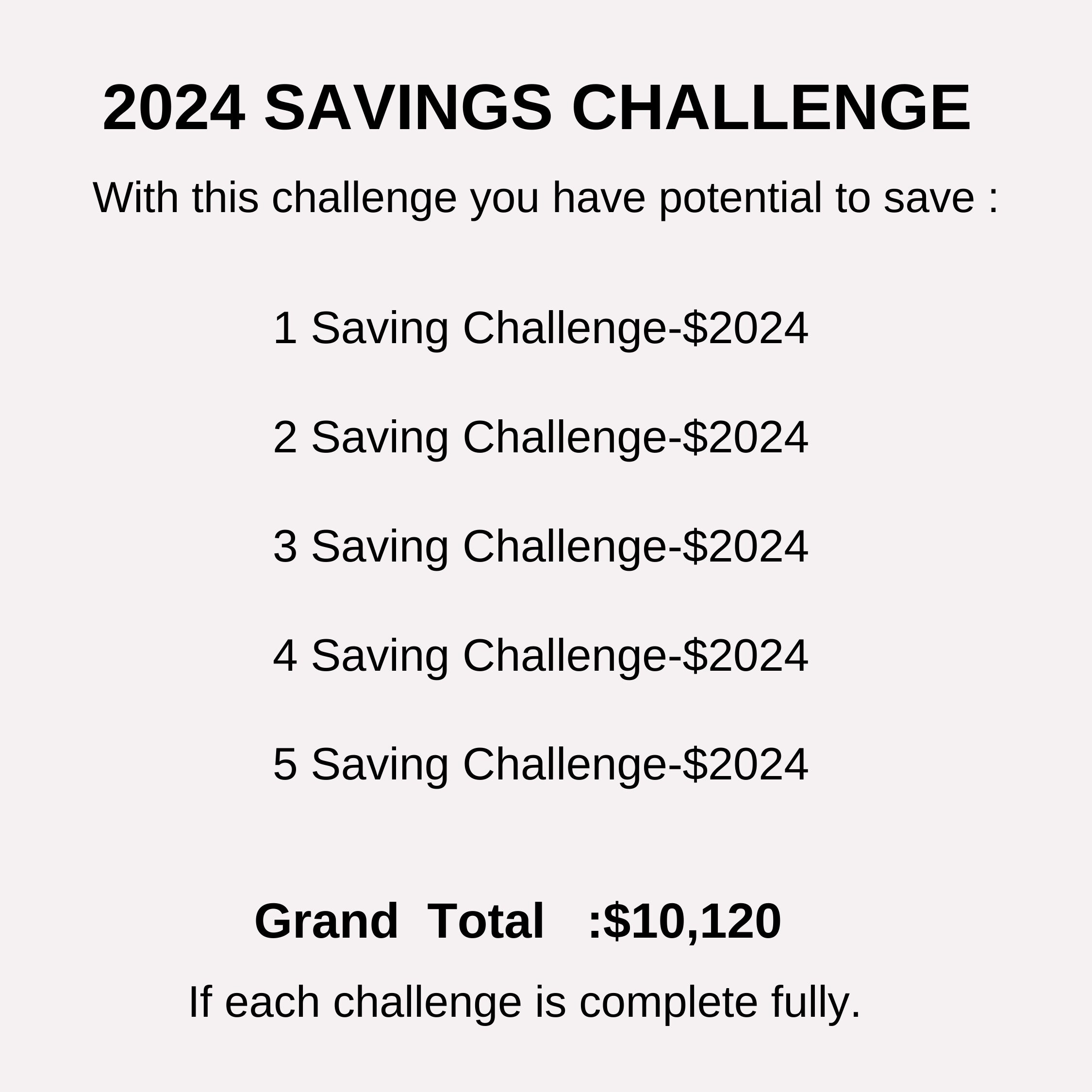 2024 Savings Challenge Printable, 2024 Money Saving Tracker , Mini Fits