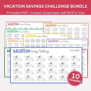 Vacation Savings Challenge Printable, Vacation Savings Tracker Family Vacation Saving Printable, Envelope Challenge, Vacation Fund Savings