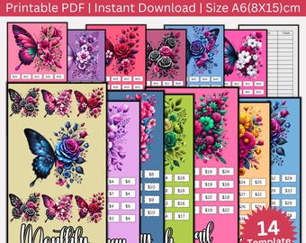 Monthly Butterfly Savings Challenge Printable Bundle, Butterfly Low-Income Saving Envelope Challenges, Money Tracker Butterfly Budget Binder