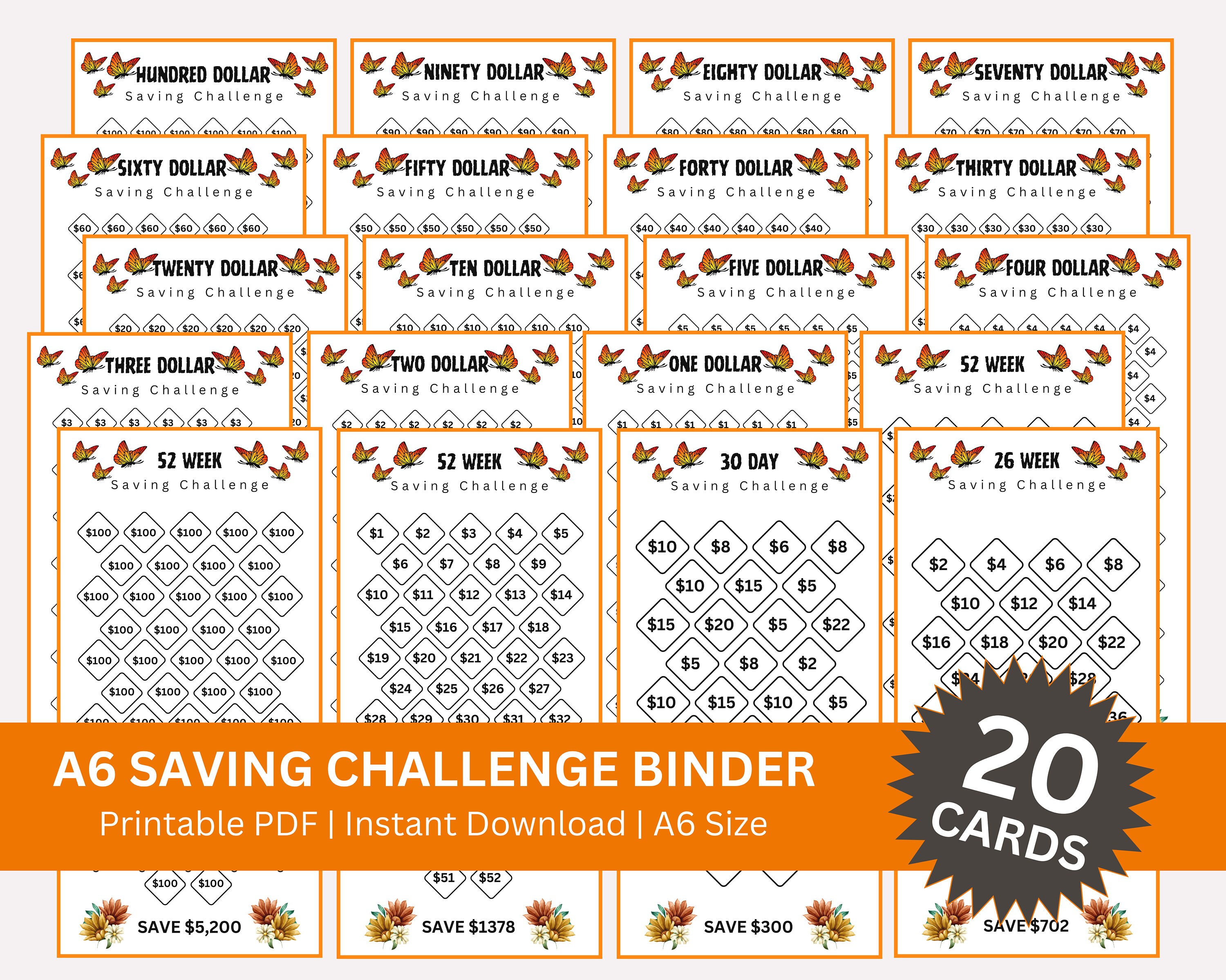 Savings Challenge Printable Mini A6 Savings Challenge Bundle - Etsy