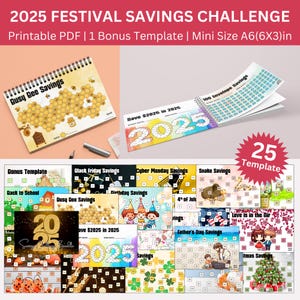 2025 Festival Savings Challenge Printable, 2025 Holiday Saving Planner Binder, 2025 A6 Size Money Saving Challenges 2025 Event Cash Envelope