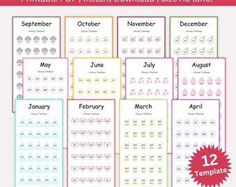 Monthly Savings Challenge Printable, 12 Month Saving Tracker Bundle, Money Savings Tracker Bundle, Budget Binder, Envelope Challenges