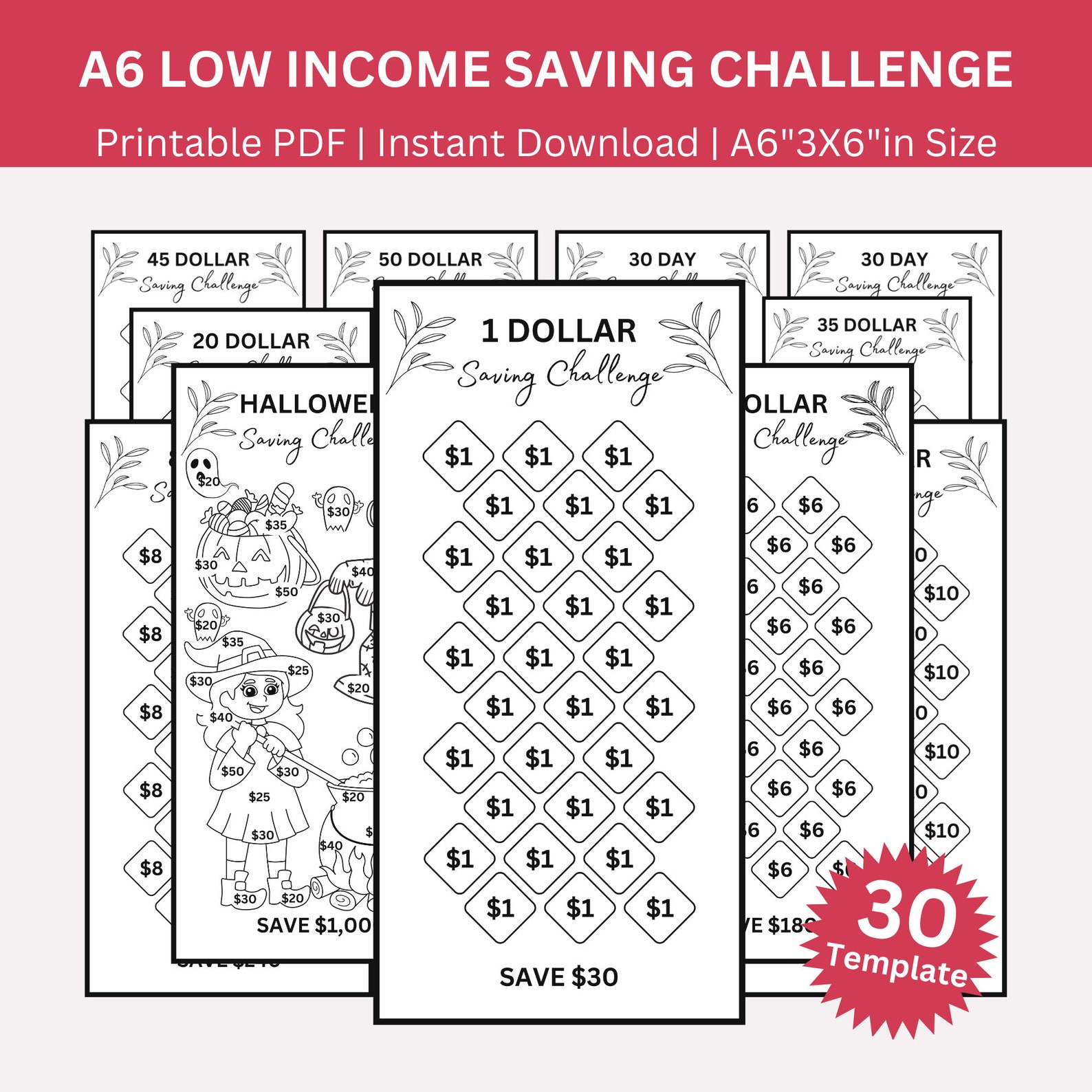Low Income Saving Challenge Printable, Mini A6 Saving Challenge, Money ...