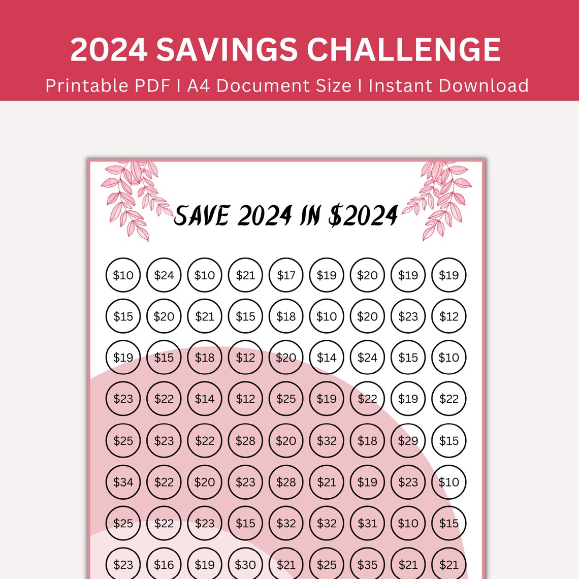 Buy 2024 Saving Challenge Printable, Save 2024 in 2024, 2024 Money