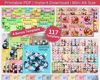 May include: A printable savings challenge bundle with 117 templates. The bundle includes a variety of themes, including monster trucks, ladybugs, and luxury spas. The templates are designed to help people save money and reach their financial goals.