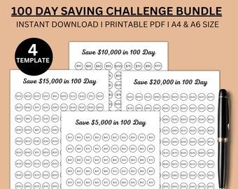 100 Envelope Saving Challenge Box Printable Template, Money Saving Challenge Planner, Cash Budget Tracker, 10k saving challenge