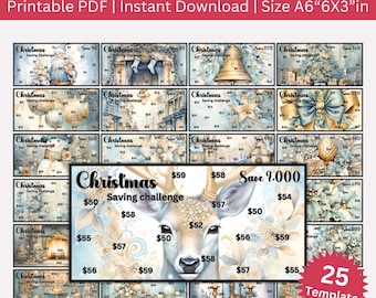 A6 Weihnachtsspar-Challenge Printable Bundle, Mini A6 Weihnachtsspar-Challenge, Weihnachtsgeld-Spar-Tracker, Weihnachtsbar Geldbudget Binder