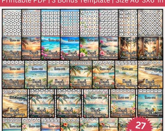 Beach Vacation Savings Challenge Printable Bundle, Travel Saving Envelope Challenges, Family Vacation Dream Beach, A6 Vacation Budget Binder