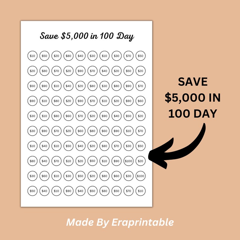 100 Envelope Saving Challenge Box Printable Template Money - Etsy