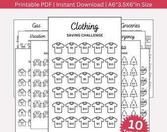 Mini Savings Challenge Printable, A6 Savings Challenge Bundle, A6 Sized Mini Savings Challenge Trackers , A6 500 Saving Challenge, Set Of 10