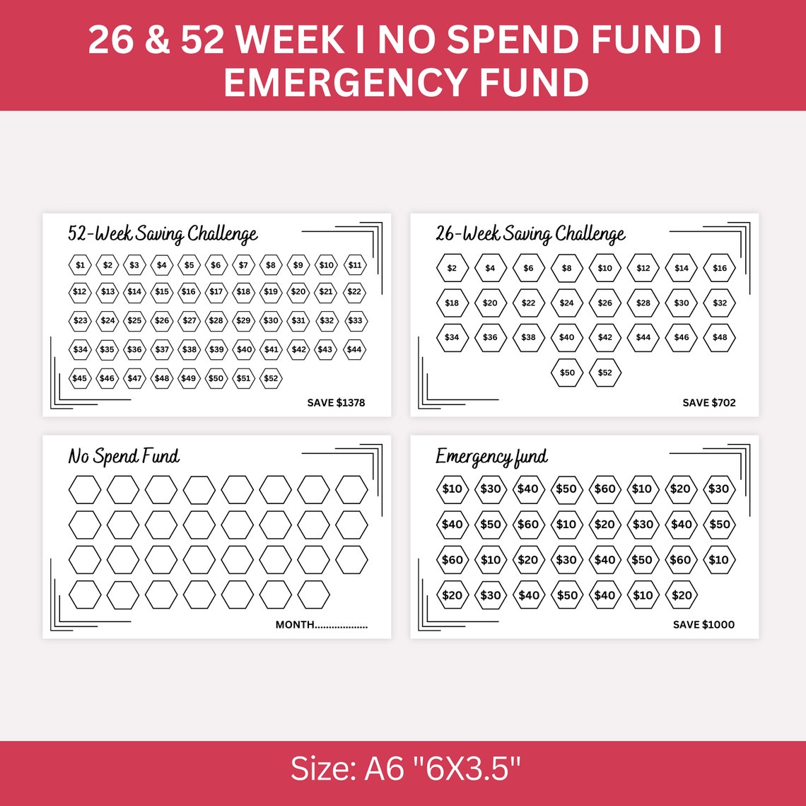 Buy Savings Challenge Printable Binder Savings Challenge Bundle Online ...