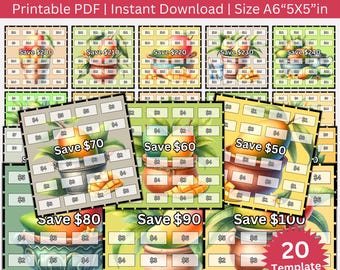 Mini Mango Savings Challenge Printable Bundle, Fruits Saving Envelopes Challenges, Money Saving Tacker, Budget Binder Planner, Cash Stuffing