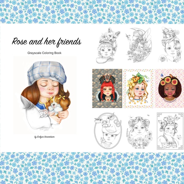 Grayscale Coloring Book Rose and her friends 2 PDF