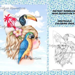 HAWAI Grayscale coloring page Instant Download PDF