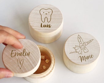 Personalized wooden milk tooth box with name, personalized tooth fairy milk tooth box, gift for boys and girls