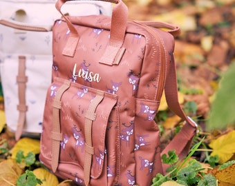 Kinderrucksack mit Name personalisiert, Geschenkset Federmäppchen + Rucksack Rehmotiv, Fresk, Geschenk Kindergarten Schule