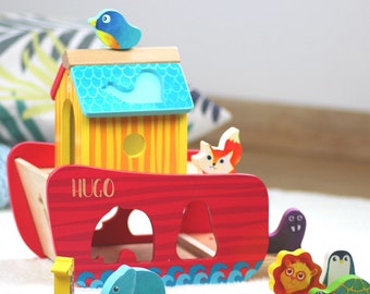 Puzzle in legno dell'Arca di Noè, regalo di battesimo per bambini e bambine, Arca di Noè per il battesimo