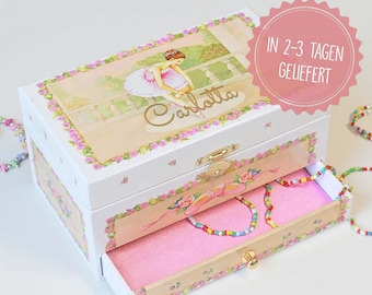 Ballerina music box customizable, pink jewelry box with music, gift for girls, ballerina jewelry box