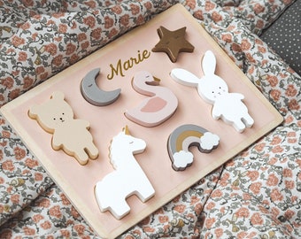 Personalized unicorn wooden puzzle, children's puzzle, wooden toy for toddlers, birthday gift