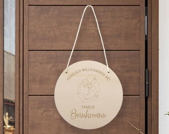 Enseigne de porte porte d’entrée familiale en bois personnalisée, plaque signalétique pour les familles, cadeau pour la famille à déménager, décoration à la maison