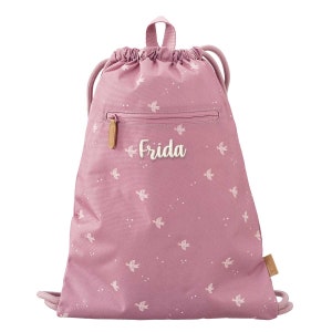 Sac de sport Hirondelle rose personnalisable, sac de sport fille Fresk, cadeau inscription garderie fille image 2