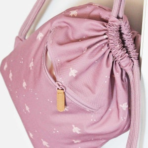 Sac de sport Hirondelle rose personnalisable, sac de sport fille Fresk, cadeau inscription garderie fille image 3