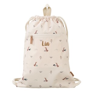 Sac de sport lapin blanc personnalisable, sac de sport filles fresque, cadeau garderie, sac de sport filles, cadeau Pâques image 2