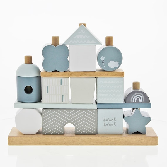 Tour à Empiler Bois Mr. Dino - Cadeau De Naissance Personnalisé