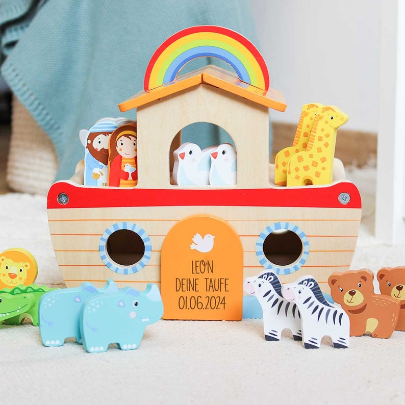 Meine kleine Arche Noah zur Taufe mit Personalisierung, Geschenk zur Taufe Junge Mädchen, Arche Noah mit Name, Arche Noah goki Bild 8