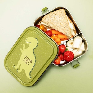 Brotdose Dino mit Namen personalisierbar, große Brotdose Dino, kleine Brotdose, trixie, Geschenk Kita Einschulung