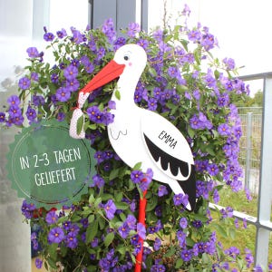 Cicogna per nascita con nome, cicogna da esposizione da giardino personalizzata, cartello per nascita, regalo per nascita, decorazione per neonati goki