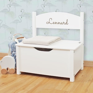 Sitzbank mit Stauraum personalisierbar für Kinder, Truhe mit Aufbewahrung Flur Kinderzimmer, Kinderzimmer Deko Möbel, Interior