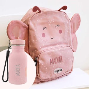 Ensemble maternelle papillon, sac à dos et bouteille personnalisable, sac à dos bouteille maternelle, trixie, cadeau garderie inscription école