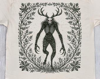 Wendigo T-shirt, Folk art Cryptid Shirt, Cryptid Horror Tee, Cryptidcore Wendigo Shirt, Weirdcore Funny Gift, Meme t-shirts