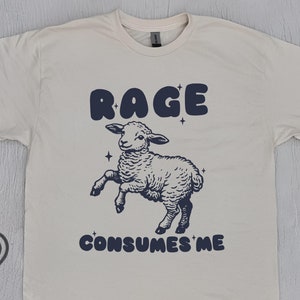 Rage Consumes Me Vintage Style Shirt, Weirdcore Shirt, Unhinged T Shirt, Funny Mental Health Meme, Funny Sheep Meme T-Shirt