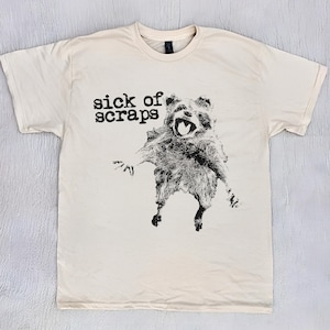 Sick Of Scraps Vintage Style Shirt, Aesthetic Punk Tee, vintage funny Raccoon meme shirt, Trash Panda, Weirdcore, Vintage Drawing Shirt