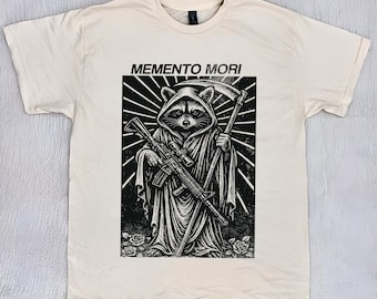Memento Mori Vintage-tröja, motiverande, vintage tvättbjörn rolig meme-tröja, retro tvättbjörn, punk tvättbjörn, trash panda-tröja, unisex-tröja