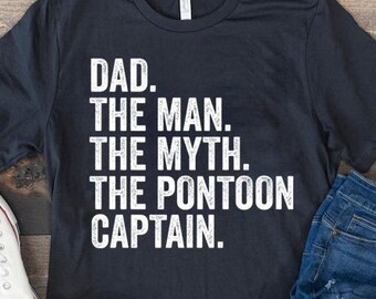 Divertente camicia del pontone, capitano della barca del pontone, barca vintage retrò, camicia nautica, regalo per il proprietario della barca, papà del pontone e nonno, camicia amante del lago