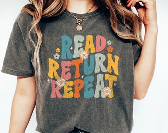 Camicia da lettura, leggere magliette ripetute di ritorno, camicia della biblioteca, regalo del lavoratore della biblioteca, regalo del bibliotecario, tshirt della biblioteca, Groovy Reading Lover Shirt