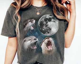 Retro Three Otters Vintage 90s Shirts, Retro Otter Moon Tshirt, Funny Otter Vintage T-shirt, Vintage 90s Shirt, Weirdcore Shirt, Funny Gift