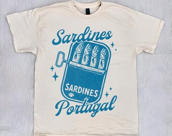 Sardines Tinned Fish Shirt, Portugal shirt, Vintage Sardine, Coastal Aesthetic, Travel Shirt, Fish Shirt, Retro Y2k Tee, Europe Unisex Shirt