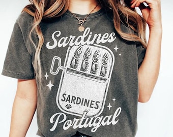 Sardines Tinned Fish Shirt, Portugal shirt, Vintage Sardine, Coastal Aesthetic, Travel Shirt, Fish Shirt, Retro Y2k Tee, Europe Unisex Shirt