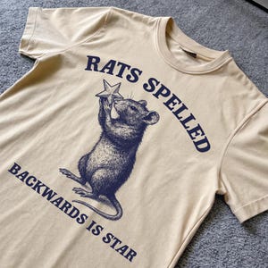 rats spelled backwards is star - unisex t shirt, rat meme shirt, funny silly shirt lovers, meme shirt, Vintage 90s Horror Funny Rats T-Shirt