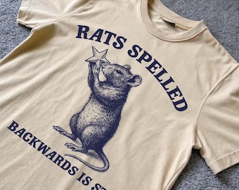 rats spelled backwards is star - unisex t shirt, rat meme shirt, funny silly shirt lovers, meme shirt, Vintage 90s Horror Funny Rats T-Shirt