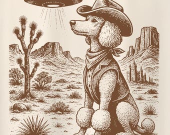 Cowboy Poodle Vintage Style Shirt, UFO Western Shirt, Retro 90s Shirt, Cowboy Meme Shirt, Wild West, Funny Dog Mom, Poodle Owner Shirt