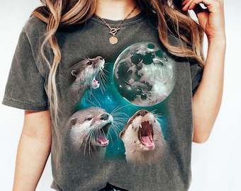 Retro Three Otters Vintage 90s Shirts, Retro Otter Moon Tshirt, Funny Otter Vintage T-shirt, Vintage 90s Shirt, Weirdcore Shirt, Funny Gift