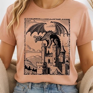 Dragon Vintage Dark Art 90s Shirt, 90s Tattoo Shirt, Retro Medieval Y2k Tshirt, Dragon Lovers Gift Tee, Grimdark, Fantasy Reader T-Shirt