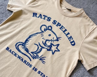 Ratas (deletreado al revés) es estrella - camiseta unisex, camiseta de rata, camiseta divertida, camiseta de meme, camiseta divertida de animal
