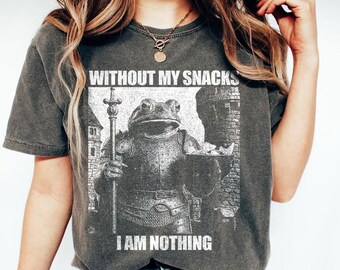 Vintage Mittelalter Zauberer Frosch ohne meine Snacks bin ich nichts, Weirdcore Kleidung, Goblincore, lustiges Meme T-Shirt