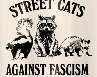 Street Cats Against Fascism Shirt, Feral Raccoon Shirt, Anti Fascism Political Shirt, Political Protest Shirt, Racoon Possum tee
